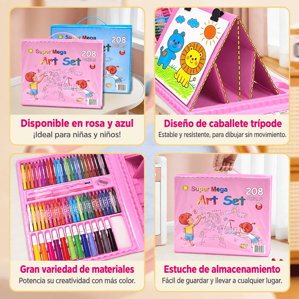 Set artístico de 208 piezas con caballete portátil